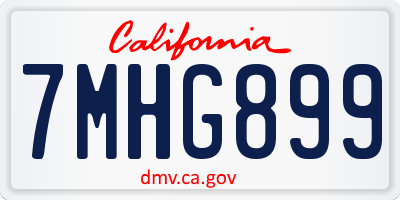 CA license plate 7MHG899