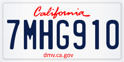 CA license plate 7MHG910