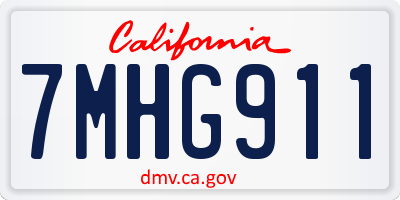 CA license plate 7MHG911