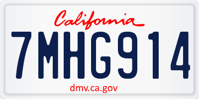 CA license plate 7MHG914
