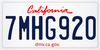 CA license plate 7MHG920