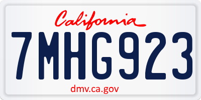 CA license plate 7MHG923
