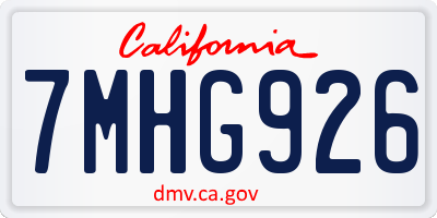 CA license plate 7MHG926
