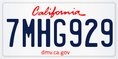 CA license plate 7MHG929