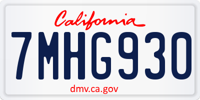 CA license plate 7MHG930