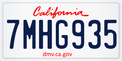 CA license plate 7MHG935