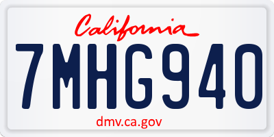 CA license plate 7MHG940