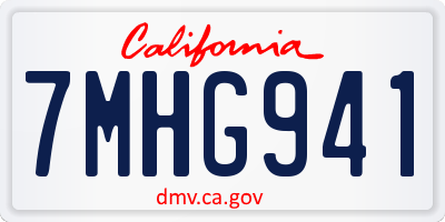 CA license plate 7MHG941