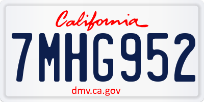 CA license plate 7MHG952