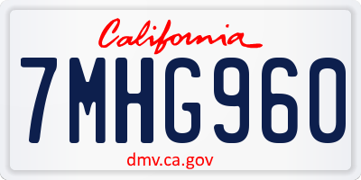 CA license plate 7MHG960