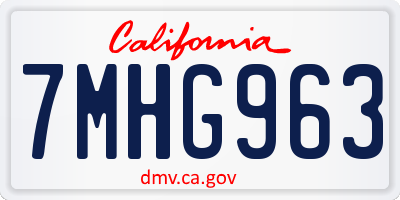 CA license plate 7MHG963