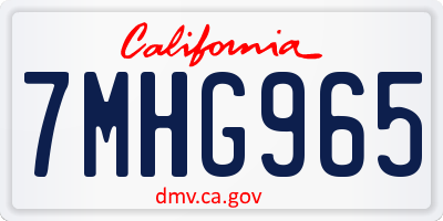 CA license plate 7MHG965