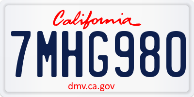 CA license plate 7MHG980