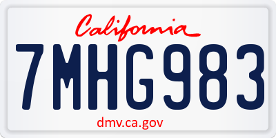 CA license plate 7MHG983