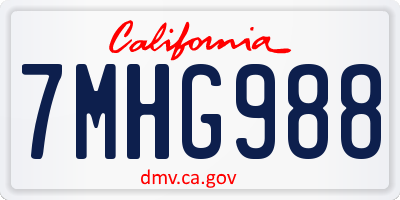 CA license plate 7MHG988