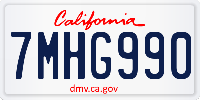 CA license plate 7MHG990