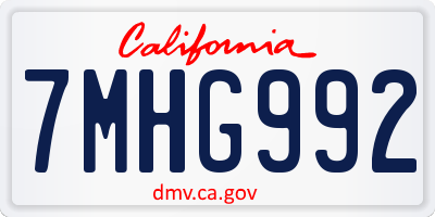 CA license plate 7MHG992