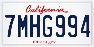 CA license plate 7MHG994