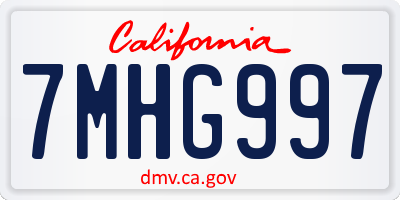 CA license plate 7MHG997
