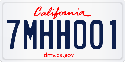 CA license plate 7MHH001
