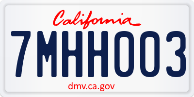 CA license plate 7MHH003