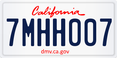 CA license plate 7MHH007