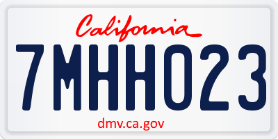 CA license plate 7MHH023