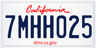 CA license plate 7MHH025
