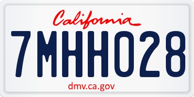 CA license plate 7MHH028