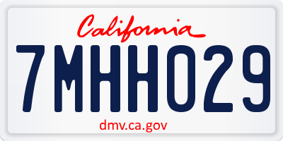 CA license plate 7MHH029