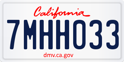 CA license plate 7MHH033
