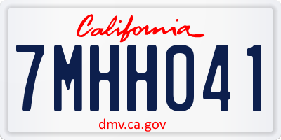 CA license plate 7MHH041