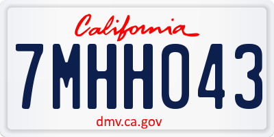 CA license plate 7MHH043