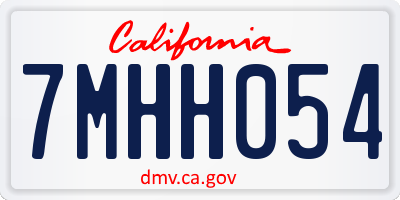 CA license plate 7MHH054