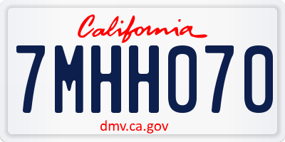 CA license plate 7MHH070