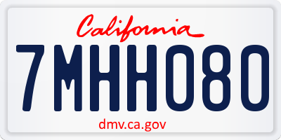 CA license plate 7MHH080