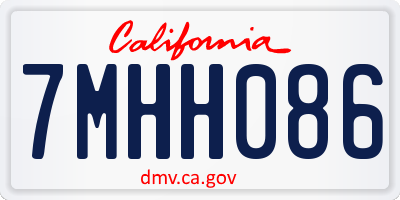 CA license plate 7MHH086