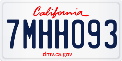 CA license plate 7MHH093