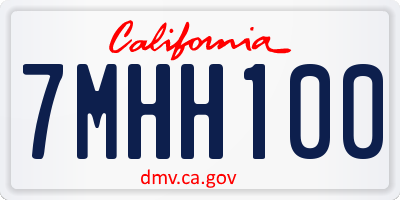 CA license plate 7MHH100