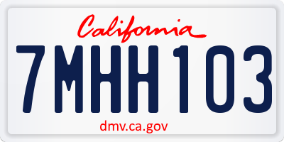 CA license plate 7MHH103