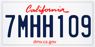 CA license plate 7MHH109