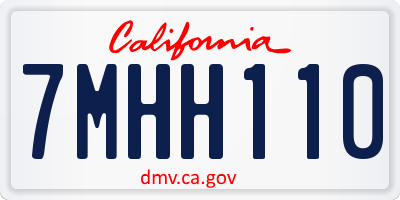 CA license plate 7MHH110