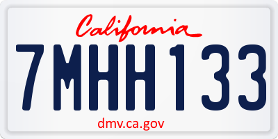 CA license plate 7MHH133