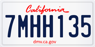 CA license plate 7MHH135