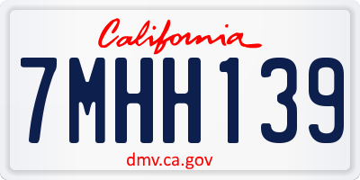 CA license plate 7MHH139