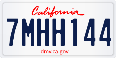 CA license plate 7MHH144