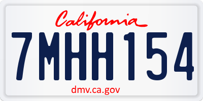 CA license plate 7MHH154