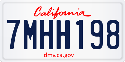 CA license plate 7MHH198