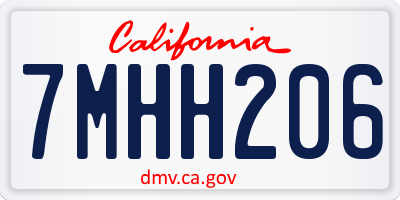 CA license plate 7MHH206