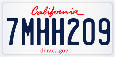 CA license plate 7MHH209